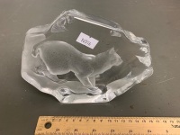 Matt Jonasson Crystal Lynx Paperweight Signed 3364 - 2