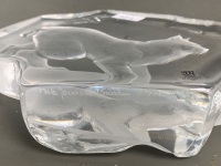 Matt Jonasson Crystal Lynx Paperweight Signed 3364 - 3