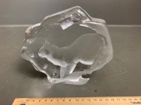 Matt Jonasson Crystal Lynx Paperweight Signed 3364 - 4