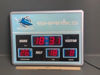 Cronulla Sharks Electronic Wall Clock/Calendar