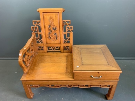 Large Contemporary Carved Chinese Hall Seat and Table