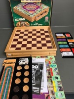 Timber Boxed Monopoly Games Compendium includes Cluedo, Chess, Cribbage etc - Mainly Unused - 4