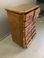 Floor Standing Antique Oak Flight of 14 Drawers - 2