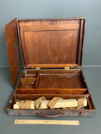 Vintage Timber Artists Travelling Case inc. Pallete Board