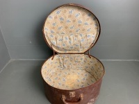 Large Vintage Strudy Leather Hat Box - 2