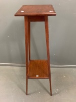 Antique Edwardian Mahogany 2 Tier Plant Stand with Inlaid Boxwood Stringing