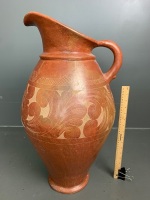 Large Terracotta Floor Standing Jug with Incised Pattern