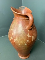 Large Terracotta Floor Standing Jug with Incised Pattern - 2