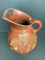 Large Terracotta Floor Standing Jug with Incised Pattern - 5