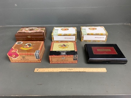 Asstd Lot of 6 Vintage Cigar Boxes