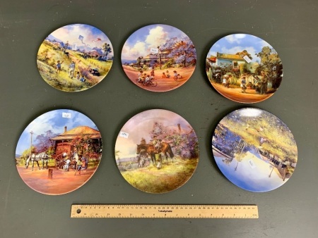 Collection of 6 d'Arcy Doyle Scenic Wall Plates - 4 are Bendigo Pottery