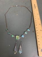 Sterling Silver and Abalone Shelll Necklace and Earring Set