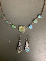 Sterling Silver and Abalone Shelll Necklace and Earring Set - 2