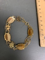 14k Gold Chinese Symbols and Tigers Eye Bracelet - 2