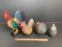 Asstd Lot of Carved Chooks and Guinea Fowl - 2