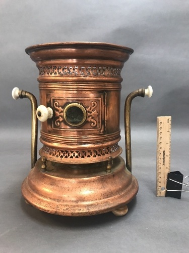 Antique Copper Double Burner Table Top Kero Heater/Stove with Hinged Door