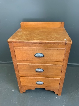 Vintage Silky Oak 3 Drawer Chest