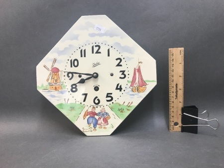 Vintage Juba German Ceramic Wall Clock of Dutch Scene - No Key