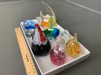 Collection of App. 9 Glass Bird and Sea Life Paperweights - 2