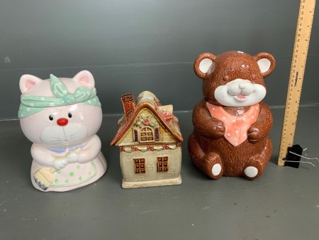 3 Asstd Large Ceramic Cookie Jars