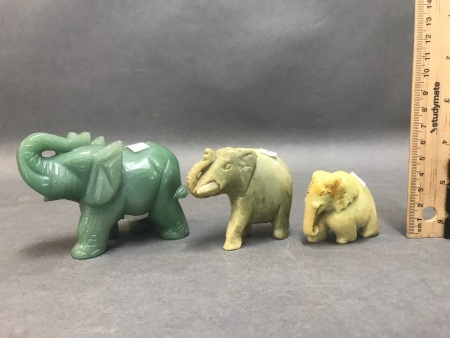 3 Carved Stone Elephants