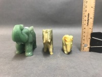 3 Carved Stone Elephants - 2