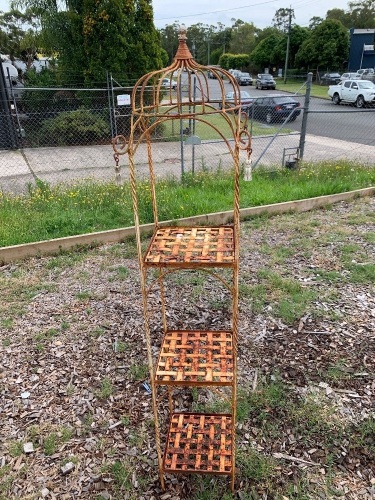 Tall, Heavy Gauge, Fashionably Rusty 3 Tier Steel Plant Stand