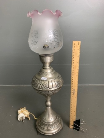 Vintage Kero Style Electric Lamp with Glass Shade