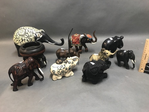 Box Lot of 10 Assorted Elephant Figures