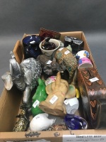 Large Box Lot of Elephant Figures & Items