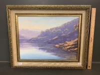 Framed Original Oil on Board - Reflections, Lake Lyell, Lithgow - Signed Graham Gercken