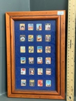 Framed Collection of 24 Tin Tin Pins