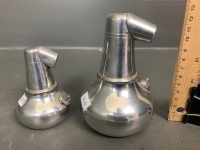 Graduated Pair of Quaich Company Scotland Pewter Pot Still Flasks