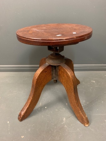 Vintage Silky Oak Revolving Adjustable Stool/Stand