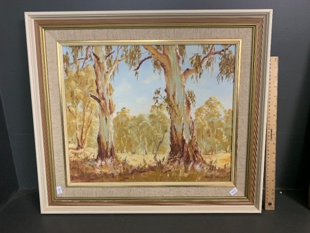 Framed Oil on Board - Woori Yallock Gums - Signed Mark Phillips 1973