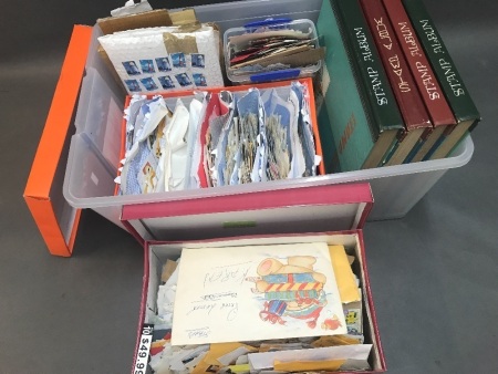 Large Box Lot of Assorted Loose Stamps (Mainly Australian) + 4 Asstd Albums