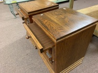 Pair of Oak Bedside Cabinets with Pull Out Slides - 3