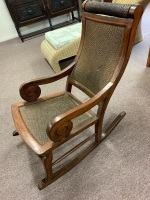 Contemporary Asian Teak Rocker with Split Cane Panels - 2