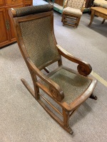 Contemporary Asian Teak Rocker with Split Cane Panels - 3