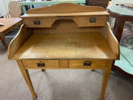 Vintage Silky Oak Clerks Desk with Brass Handles