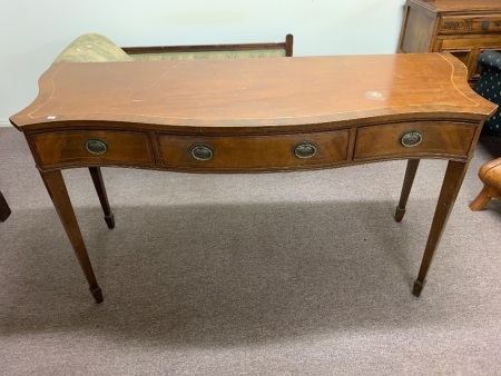 Mahogany Serpentine 3 Drawer Side Table. Originally from British High Commission in PNG