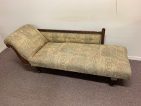 Early 20thC Timber Framed Upholstered Chaise / Miners Couch