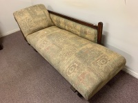 Early 20thC Timber Framed Upholstered Chaise / Miners Couch - 2