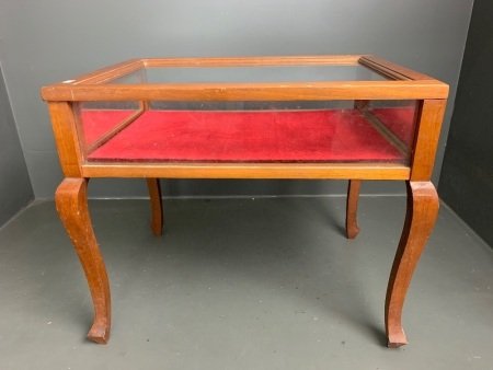 Vintage Floor Standing Lockable Display Cabinet with Velvet Interior