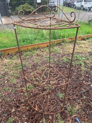 Heavy Wrought Iron Scrollwork Corner Plant Stand