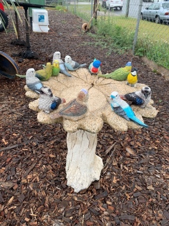 Concrete Bird Bath with Birds