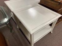 Pair of White Timber 2 Tier Occasional Tables - 2