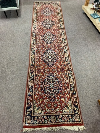 Vintage Hand Knotted Persian Wool Runner