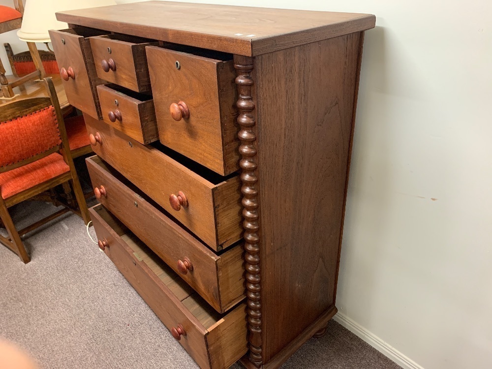 Antique Australian Red Cedar 7 Drawer Tallboy with 2 Hat Drawers and