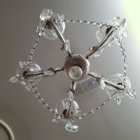 Vintage Glass and Crystal 5 Armed Lighting Pendant / Chandelier - 2